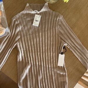 ASTR Women's Ribbed Cowl Neck Sweater - Brown